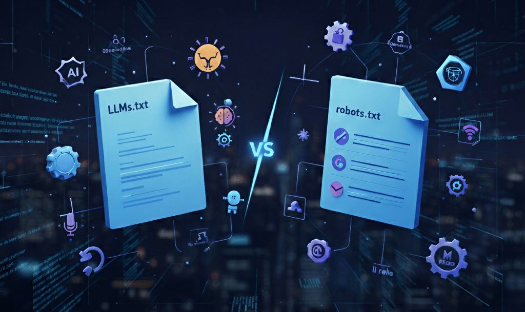 Comparison of llms.txt vs robots.txt files for SEO and website indexing management