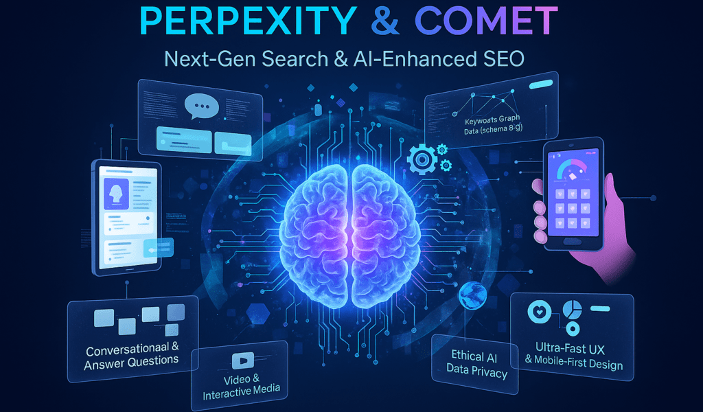 Optimize for Perplexity and Comet – Next-Gen AI Search, Ethical Data Privacy, and SEO Innovation Concept