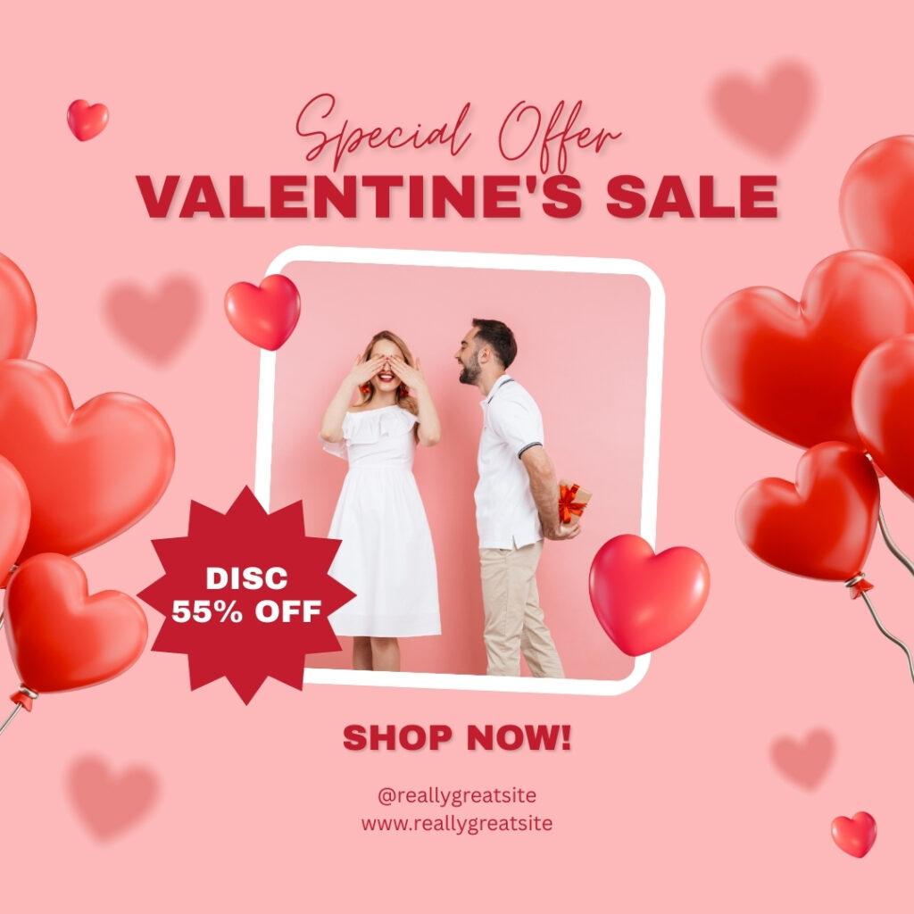 Pink and Red Illustrative Valentines Sale Instagram Post