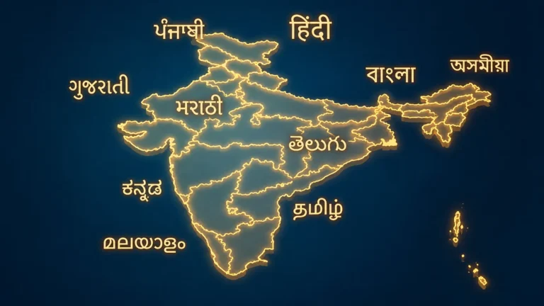 India map showing importance of regional language