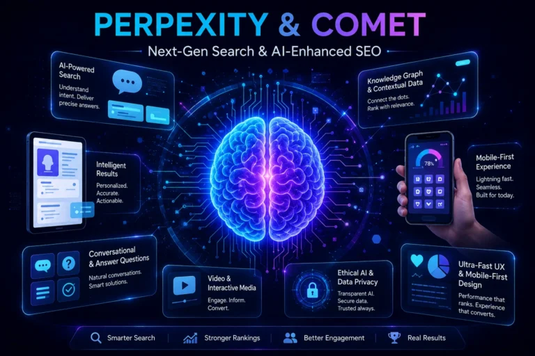 Optimize for Perplexity and Comet – Next-Gen AI Search, Ethical Data Privacy, and SEO Innovation Concept