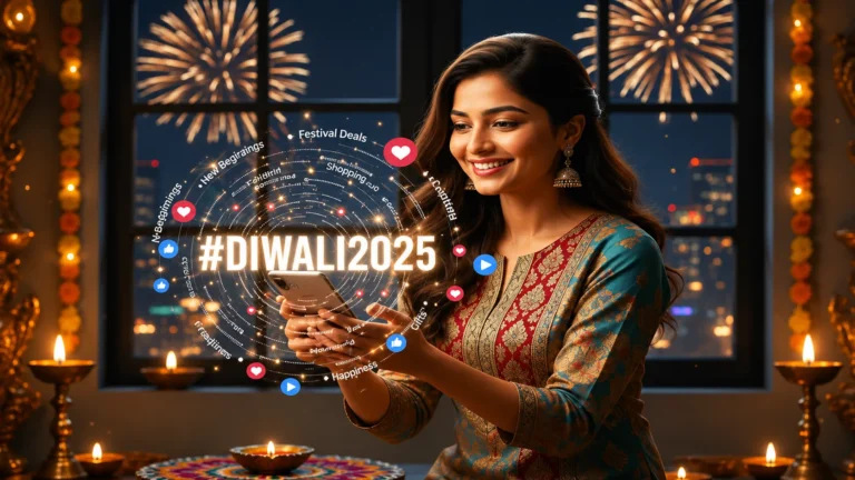 Trending hashtags for Diwali 2025 celebration with social media engagement