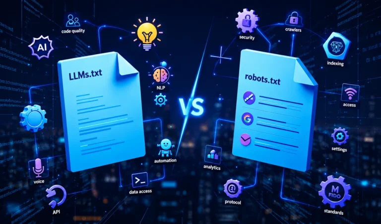 Comparison of llms.txt vs robots.txt files for SEO and website indexing management