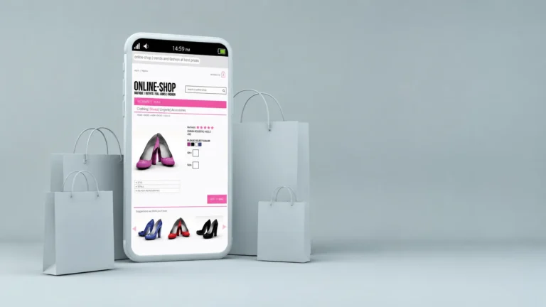 Mobile-friendly website design displayed on a smartphone with an online shopping interface