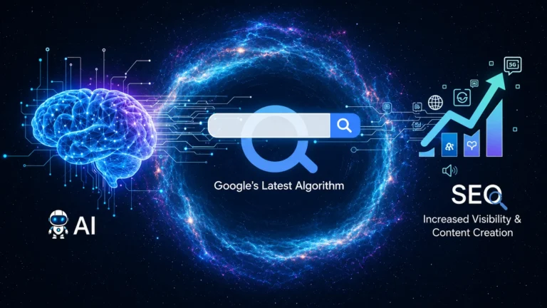 AI and SEO concept showing artificial intelligence and data-driven SEO growth
