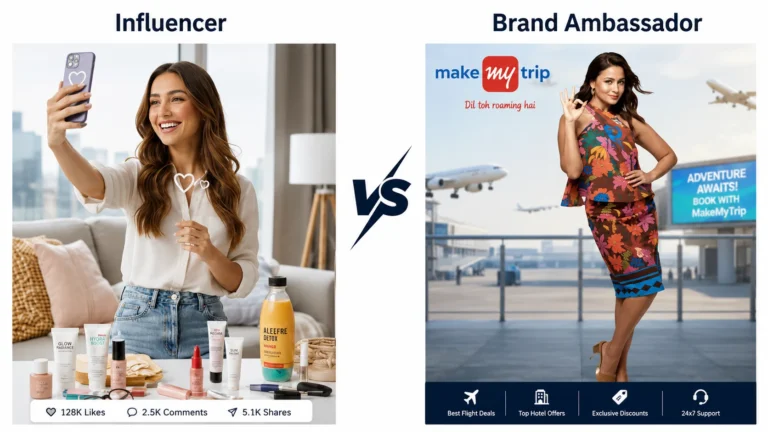 Influencer marketing comparison between social media influencer and brand ambassador