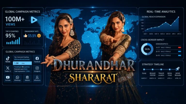 Digital marketing case study of Dhurandhar Shararat campaign with global analytics and engagement metrics