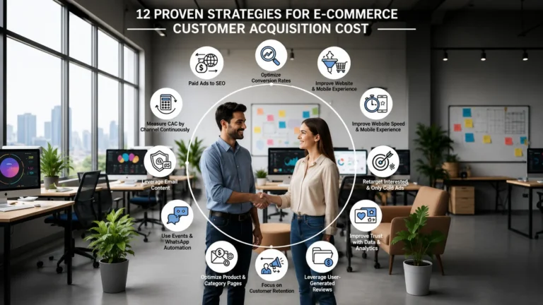 E commerce customer acquisition cost strategies infographic