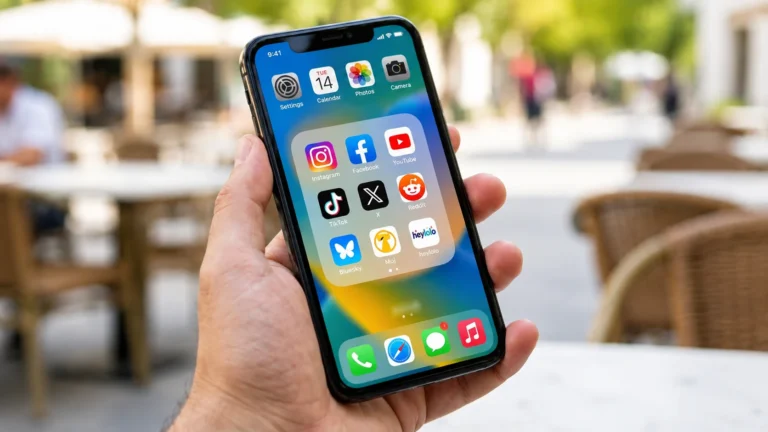 Smartphone showing alternative social media platforms icons
