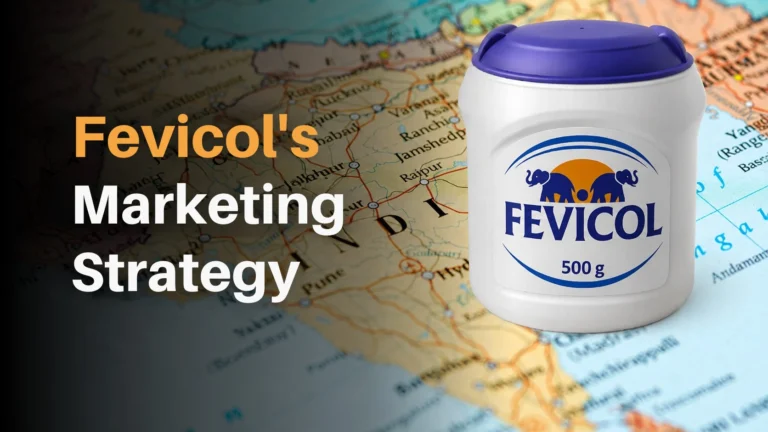 Fevicol Ads Marketing Strategy thumbnail featuring a Fevicol adhesive container on an India map background, highlighting the brand's famous advertising approach and marketing success.